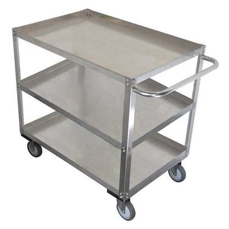 Corrosion-Resistant Utility Cart with Lipped Metal Shelves, Stainless Steel, 1, 200 lb Load Capacity MPN:11A455