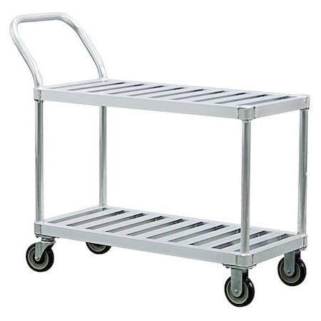 Utility Cart, Aluminum, 1, 000 lb Load Capacity, 2 Shelves, 48 in L, 19 in W, 42 in H, Flat Handle MPN:1420