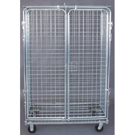 Wire Security Cart with Fixed Shelves, 1, 800 lb Capacity, 24 in W x 48 1/2 in L x 71 in H MPN:1ECG6
