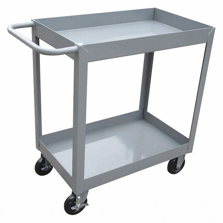 Utility Cart with Deep Lipped Metal Shelves, Steel, 1, 200 lb Load Capacity, 2 Shelves, 37 1/2 in L MPN:2GMH5