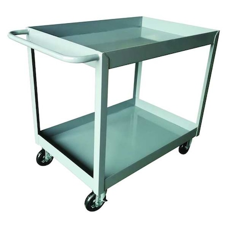 Utility Cart with Deep Lipped Metal Shelves, Steel, 1, 200 lb Load Capacity, 2 Shelves, 39 1/2 in L MPN:2GMH6