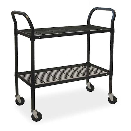 Wire Cart, 2 Shelf, 60x24x39, Black MPN:2HDJ2