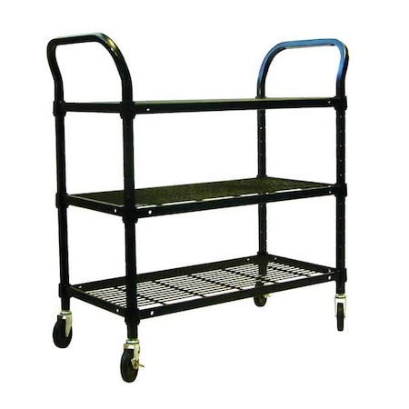 Wire Cart, 3 Shelf, 60x24x39, Black MPN:2HDJ8