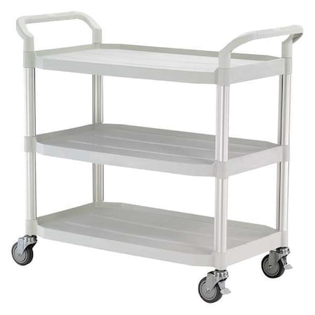 Dual-Handle Utility Cart with Lipped Plastic Shelves, 400 lb Load Capacity, 3 Shelves, 44 in L MPN:35KT26