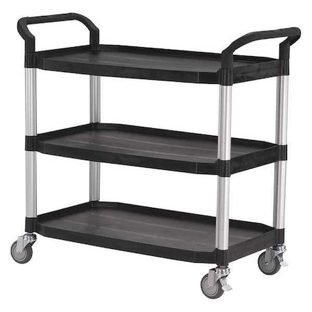 Utility Cart with Deep Lipped Plastic Shelves, Polypropylene/Fiber Glass (Shelf)/Aluminum (Leg) MPN:35KT27