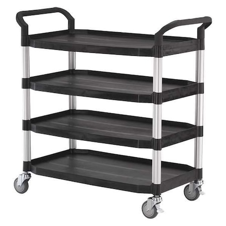 Dual-Handle Utility Cart with Lipped Plastic Shelves, 400 lb Load Capacity, 4 Shelves, 44 in L MPN:35KT28