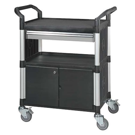 Enclosed Service Cart, Fiber Glass/Polypropylene, 400 lb Load Capacity, 3 Shelves, 34 1/4 in L MPN:35KT32