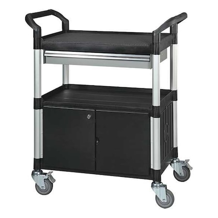Enclosed Service Cart, Fiber Glass/Polypropylene, 400 lb Load Capacity, 3 Shelves, 34 1/4 in L MPN:35KT34