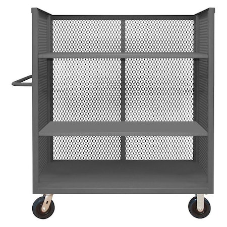 14 ga. Steel 3 Sided Mesh Stock Cart 3600 lb. Capacity, 54-1/2