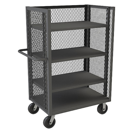14 ga. Steel 3 Sided Mesh Stock Cart 2000 lb. Capacity, 54-1/2