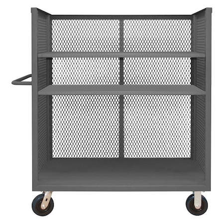 14 ga. Steel 3 Sided Mesh Stock Cart 3600 lb. Capacity, 66-1/2