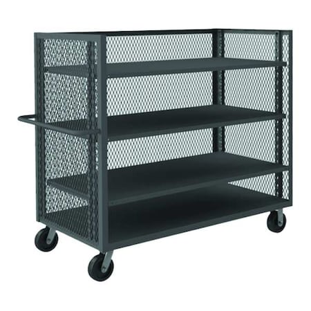 14 ga. Steel 3 Sided Mesh Stock Cart 2000 lb. Capacity, 66-1/2