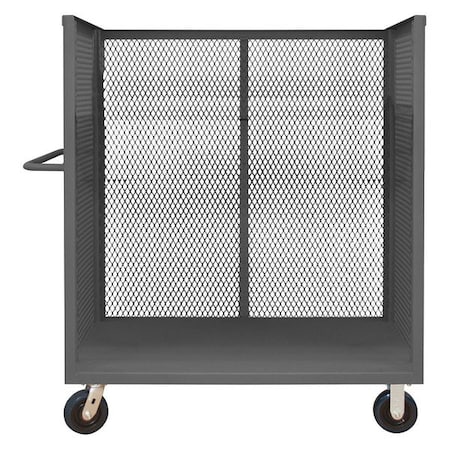 14 ga. Steel 3 Sided Mesh Stock Cart 3600 lb. Capacity, 66-1/2