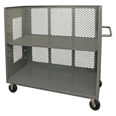 14 ga. Steel 3 Sided Mesh Stock Cart 2000 lb. Capacity, 78-1/2