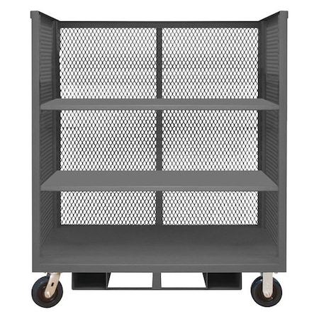 14 ga. Steel 3 Sided Mesh Stock Cart 3600 lb. Capacity, 48-1/2