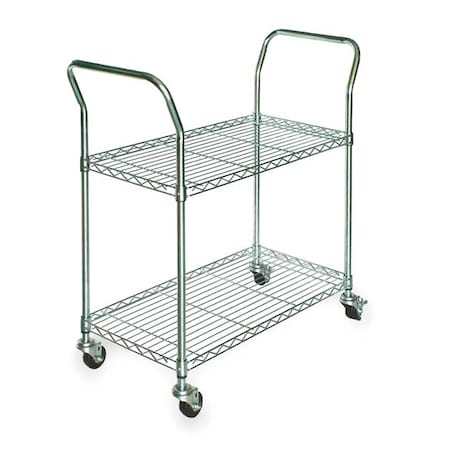 Wire Cart, 2 Shelf, 41x18x39 zinc, In. MPN:3TPA7
