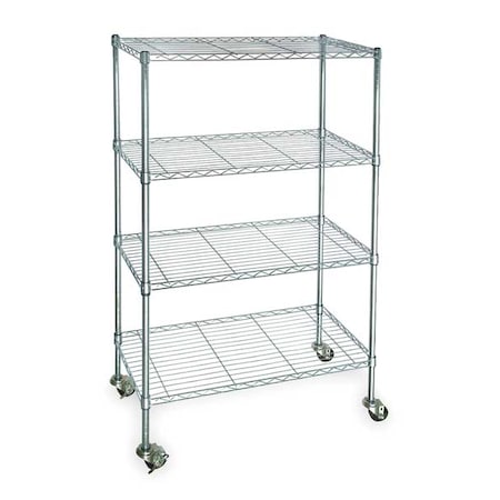 Wire Cart, 4 Shelf, Zinc, 36x18x67 In. MPN:3TPC2