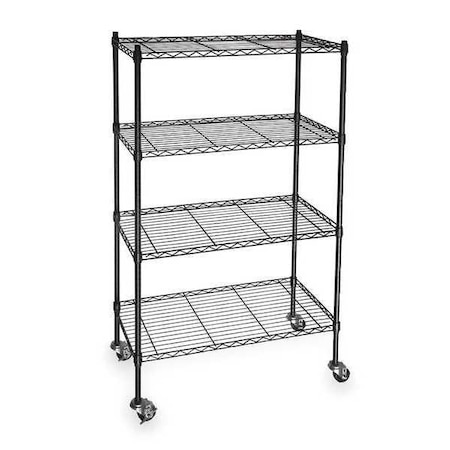 Wire Cart, 4 Shelf, L36 x W24 x H67 In. MPN:3TPD6