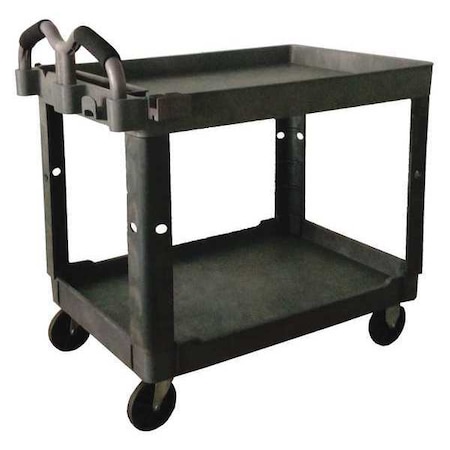 Utility Cart with Deep Lipped Plastic Shelves, Polypropylene, 500 lb Load Capacity, 2 Shelves MPN:52TV58