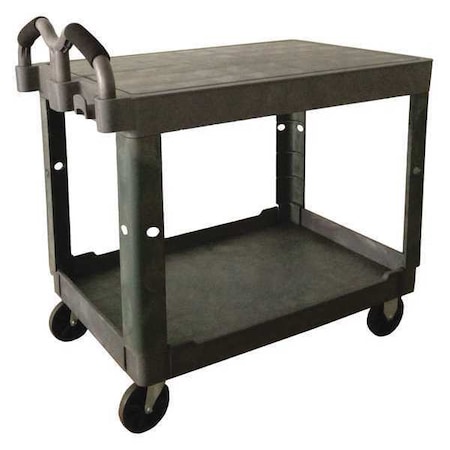 Utility Cart with Deep Lipped & Flush Plastic Shelves, Polypropylene, 500 lb Load Capacity MPN:52TV59