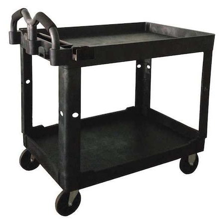 Utility Cart with Deep Lipped Plastic Shelves, Polypropylene, 500 lb Load Capacity, 2 Shelves MPN:52TV60