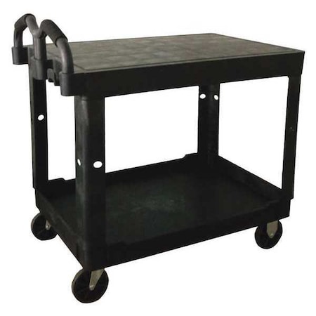 Utility Cart with Deep Lipped & Flush Plastic Shelves, Polypropylene, 500 lb Load Capacity MPN:52TV61