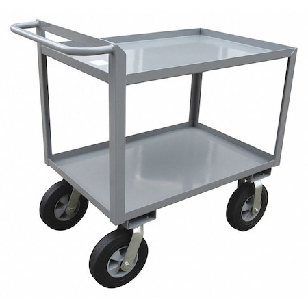 Utility Cart with Lipped Metal Shelves, Steel, 1, 500 lb Load Capacity, 2 Shelves, 42 in L, 24 in W MPN:5CGZ9