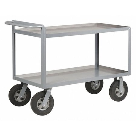Utility Cart with Lipped Metal Shelves, Steel, 1, 500 lb Load Capacity, 2 Shelves, 54 in L, 24 in W MPN:5CHA0