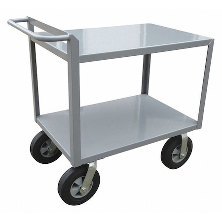Utility Cart with Flush Metal Shelves, Steel, 1, 500 lb Load Capacity, 2 Shelves, 42 in L, 24 in W MPN:5CHA3