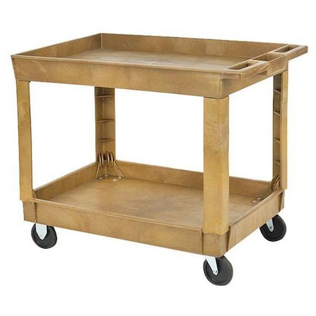 Utility Cart with Deep Lipped Plastic Shelves, Plastic, 500 lb Load Capacity, 2 Shelves, 41 in L MPN:5UTJ1