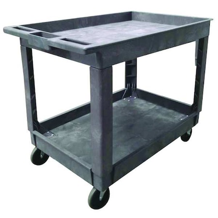 Utility Cart with Deep Lipped Plastic Shelves, Plastic, 500 lb Load Capacity, 2 Shelves, 41 in L MPN:5UTJ2