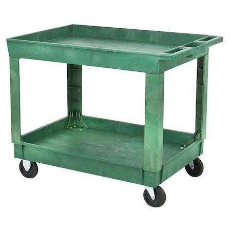 Utility Cart with Deep Lipped Plastic Shelves, Plastic, 500 lb Load Capacity, 2 Shelves, 41 in L MPN:5UTJ3