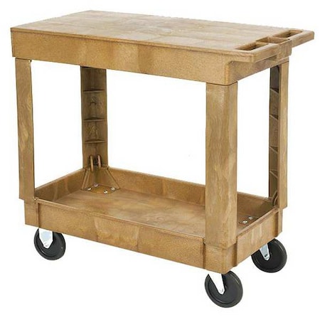 Utility Cart with Deep Lipped & Flush Plastic Shelves, Plastic, 500 lb Load Capacity, 2 Shelves MPN:5UTJ4