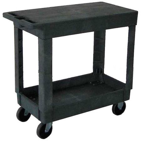 Utility Cart with Deep Lipped & Flush Plastic Shelves, Plastic, 500 lb Load Capacity, 2 Shelves MPN:5UTJ5