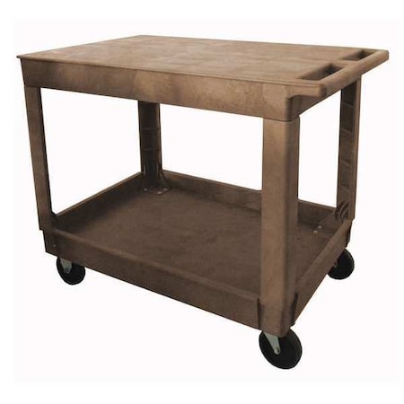 Utility Cart with Deep Lipped & Flush Plastic Shelves, Plastic, 500 lb Load Capacity, 2 Shelves MPN:5UTJ6