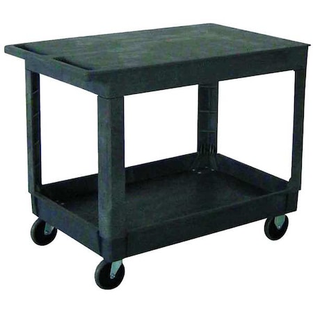 Utility Cart with Deep Lipped & Flush Plastic Shelves, Plastic, 500 lb Load Capacity, 2 Shelves MPN:5UTJ7
