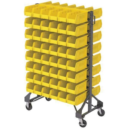 Steel Bin Rail Floor Rack, 20 in D x 57 in H x 36 in W, Gray/Yellow MPN:7Y885