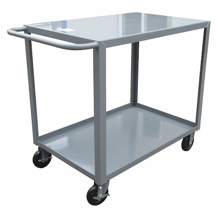 Utility Cart with Lipped & Flush Metal Shelves, Steel, 1, 200 lb Load Capacity, 2 Shelves, 42 in L MPN:8AE95