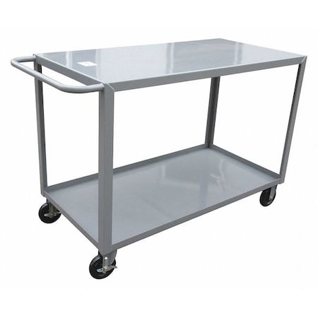 Utility Cart with Lipped & Flush Metal Shelves, Steel, 1, 200 lb Load Capacity, 2 Shelves, 54 in L MPN:8AE96