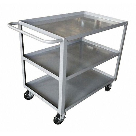 Utility Cart with Lipped Metal Shelves, Steel, 1, 200 lb Load Capacity, 3 Shelves, 42 in L, 24 in W MPN:9CM21