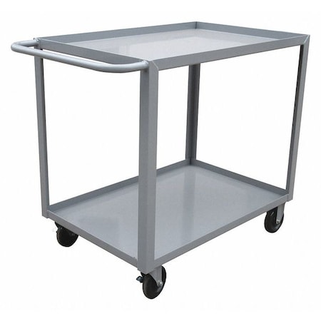 Utility Cart with Lipped Metal Shelves, Steel, 1, 200 lb Load Capacity, 2 Shelves, 42 in L, 24 in W MPN:9GEY9