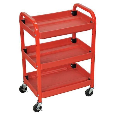 Utility Cart with Deep Lipped Plastic Shelves, 95 lb Load Capacity, 3 Shelves, 22 in L, 15 1/2 in W MPN:ATC332