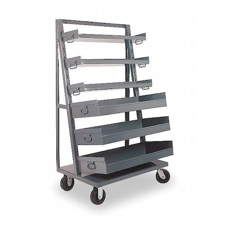 12 ga. Steel Customizable Large Bin-Tray Cart with Slotted A-Frame, 38