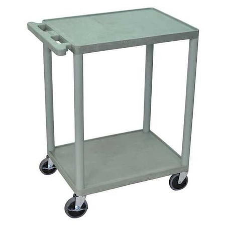 Utility Cart with Lipped Plastic Shelves, Polyethylene, 300 lb Load Capacity, 2 Shelves, 24 in L MPN:HE32-G
