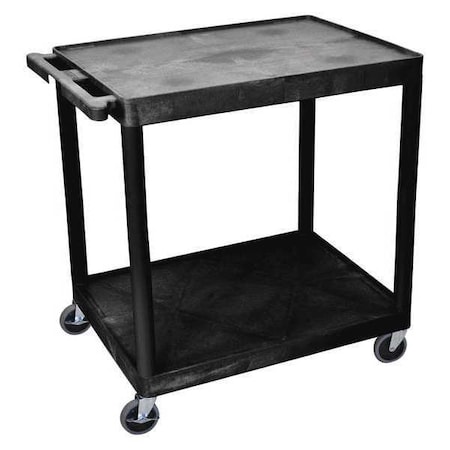 Utility Cart with Lipped Plastic Shelves, Polyethylene, 400 lb Load Capacity, 2 Shelves, 24 in L MPN:HE38-B