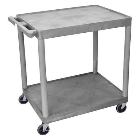 Utility Cart with Lipped Plastic Shelves, Polyethylene, 400 lb Load Capacity, 2 Shelves, 32 in L MPN:HE38-G
