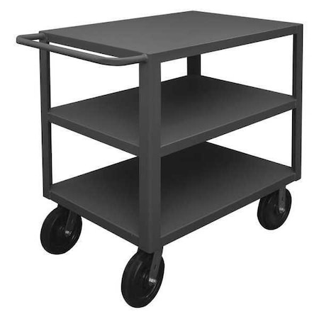 Utility Cart with Flush Metal Shelves, Steel, 5, 000 lb Load Capacity, 3 Shelves, 48 in L MPN:HET-3048-3-5K-95
