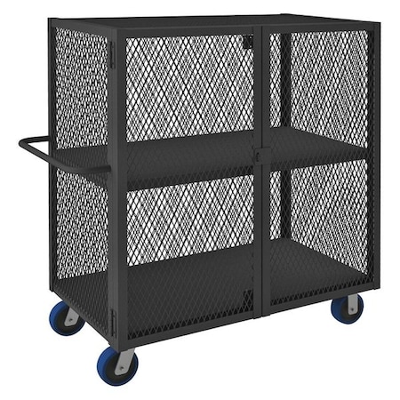 Dual-Latch Welded Mesh Security Cart with Fixed Shelves, 2, 000 lb Capacity, 26 in W x 54 1/2 in L x MPN:HTL-2448-DD-2-6PU-95