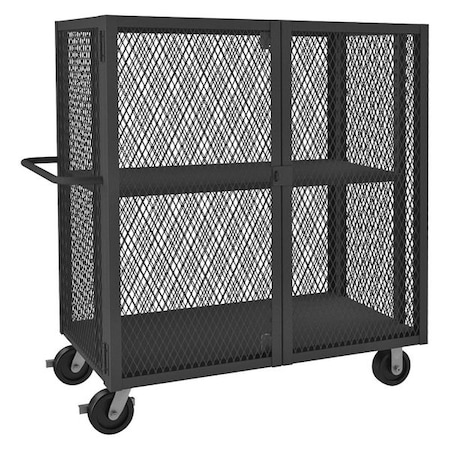 Welded Mesh Security Cart with Adjustable Shelves, 2, 000 lb Capacity, 26 in W x 66 1/2 in L x MPN:HTL-2460-DD-1AS-95