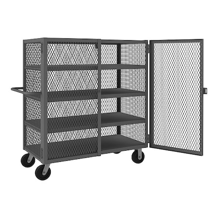 Dual-Latch Welded Mesh Security Cart with Fixed Shelves, 2, 000 lb Capacity, 26 in W x 66 1/2 in L x MPN:HTL-2460-DD-4-95